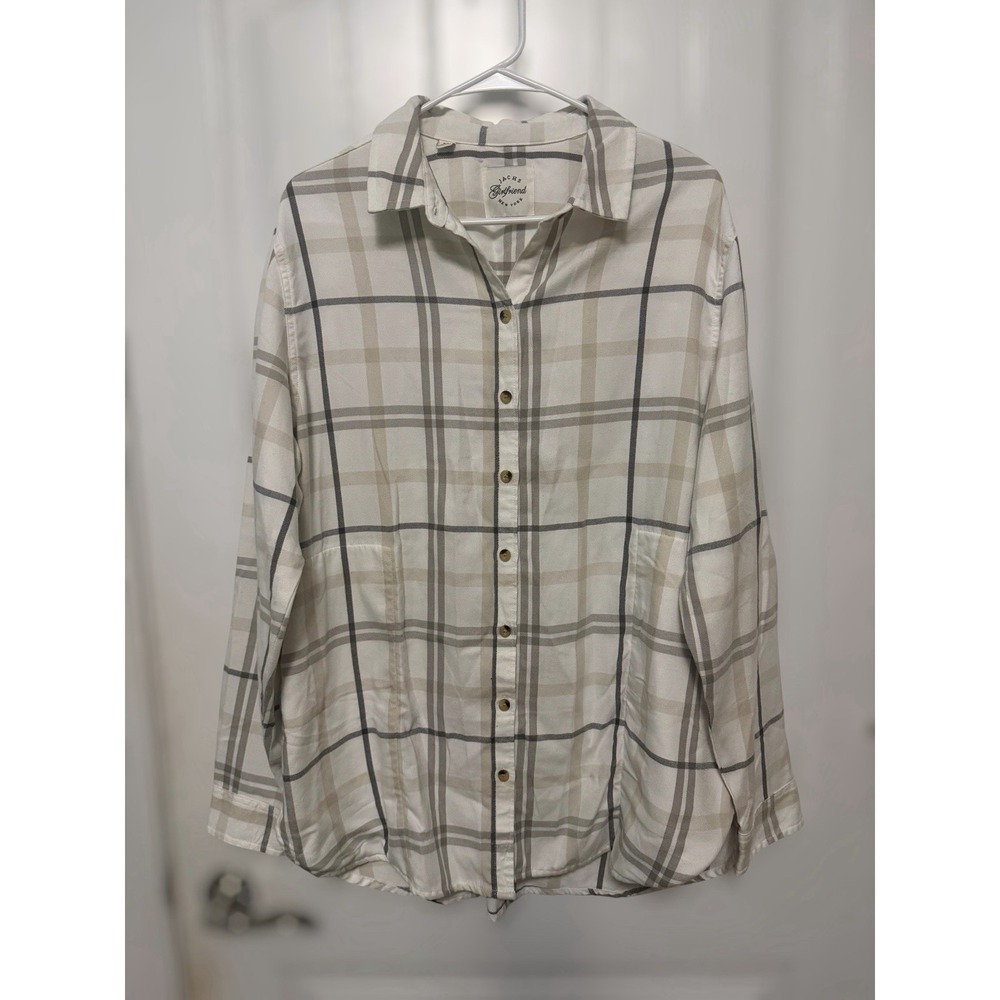 Jachs Girlfriend Womens XL Plaid Button Down Shirt Long Sleeve Classic Fit Top
